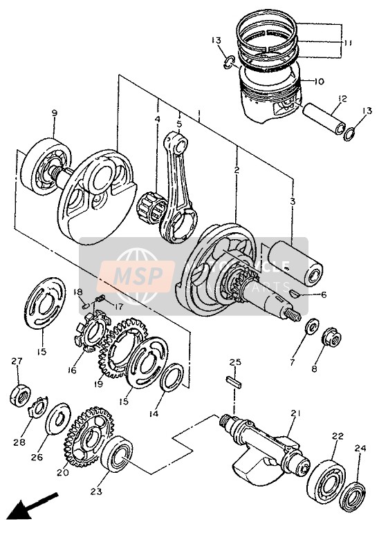 Yamaha XT600E 1991 Crankshaft & Piston for a 1991 Yamaha XT600E