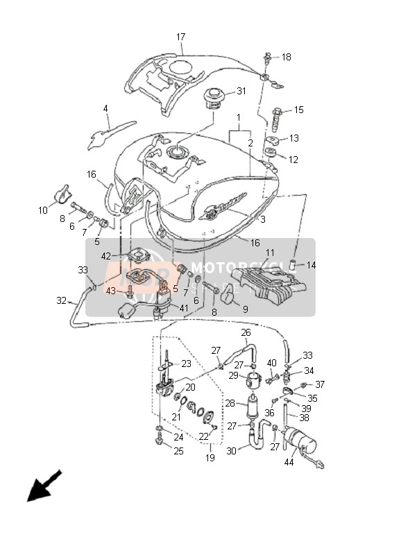 Yamaha XVZTF ROYALSTAR VENTURE 2001 Depósito de combustible para un 2001 Yamaha XVZTF ROYALSTAR VENTURE