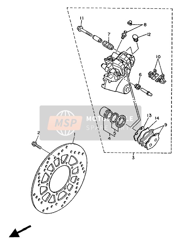 Yamaha XTZ660 TENERE 1991 Rear Brake Caliper for a 1991 Yamaha XTZ660 TENERE