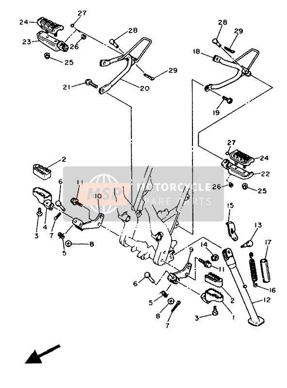 Yamaha XTZ660 TENERE 1991 Stand & Footrest for a 1991 Yamaha XTZ660 TENERE