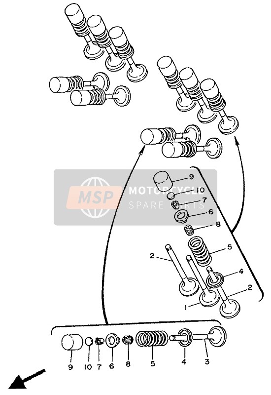 Yamaha XTZ750 SUPERTENERE 1991 Válvula para un 1991 Yamaha XTZ750 SUPERTENERE