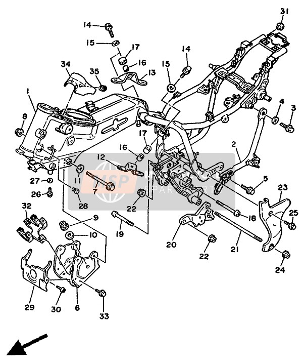 Yamaha XV535 VIRAGO 1991 Frame for a 1991 Yamaha XV535 VIRAGO