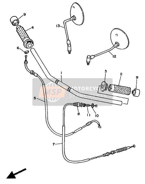 Steering Handle & Cable (Flat)