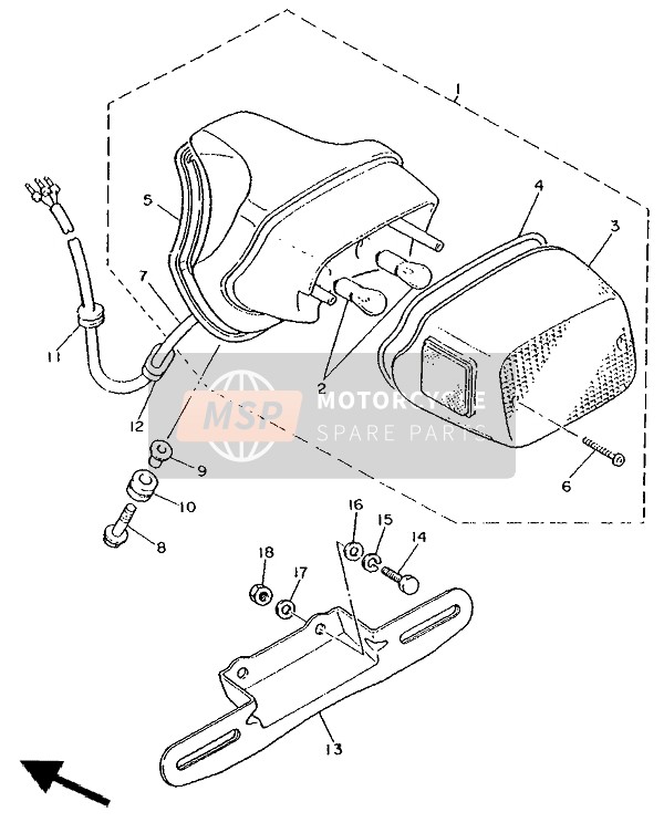 Yamaha XV535 VIRAGO 1991 Luz De La Cola para un 1991 Yamaha XV535 VIRAGO