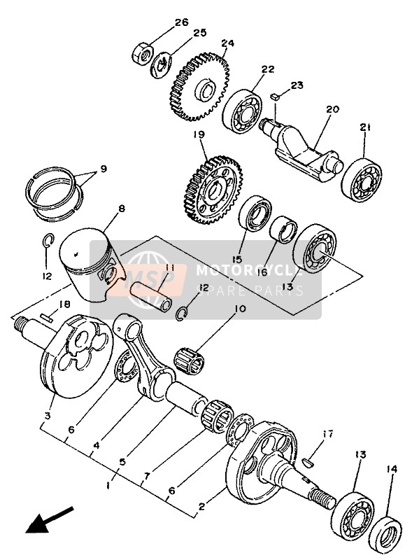 Yamaha DT125R 1994 Vilebrequin & Piston pour un 1994 Yamaha DT125R