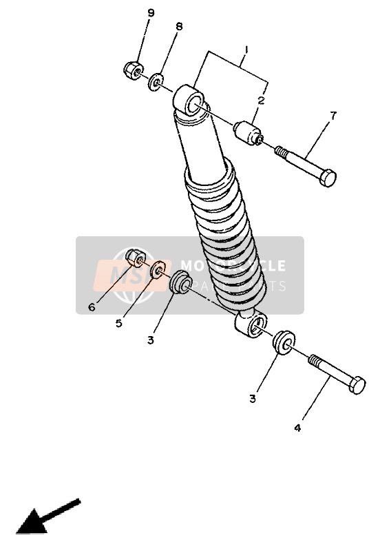 1YW222160000, Buchse, Hinterradstossdampf, Yamaha, 3