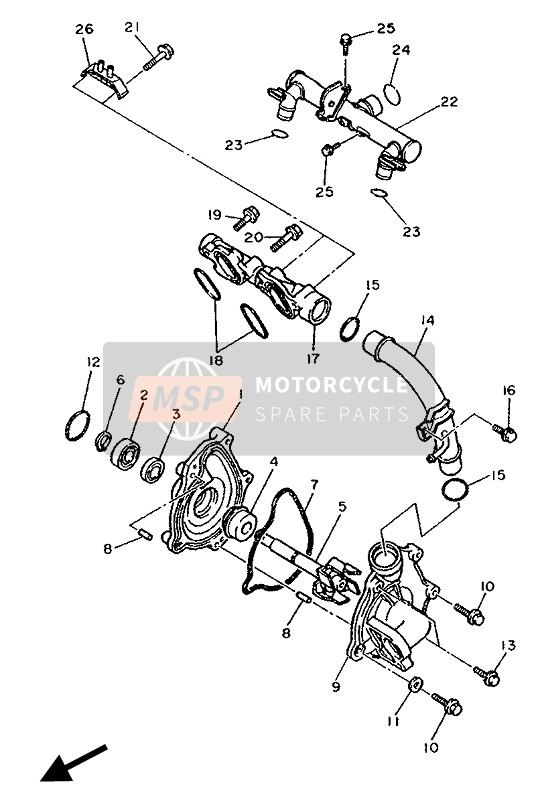 Yamaha FZR1000 1994 WASSERPUMPE für ein 1994 Yamaha FZR1000