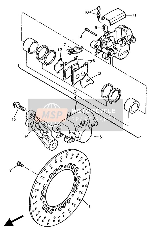 Yamaha FZR1000 1994 BREMSSATTEL HINTEN für ein 1994 Yamaha FZR1000