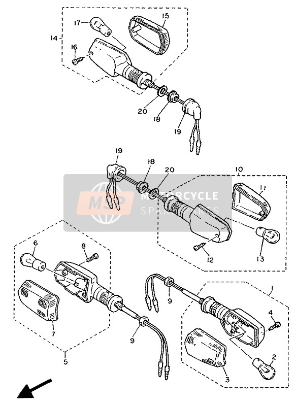 Yamaha FZR1000 1994 BLINKLEUCHTE für ein 1994 Yamaha FZR1000