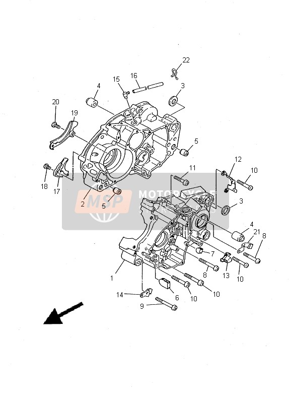 Yamaha TDR125 2000 Carter voor een 2000 Yamaha TDR125