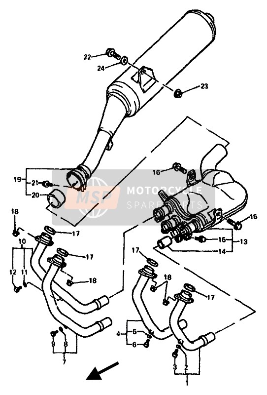 Yamaha GTS1000A 1994 Exhaust for a 1994 Yamaha GTS1000A