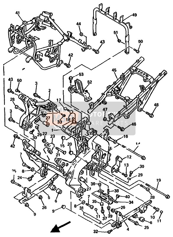 Yamaha GTS1000A 1994 Frame for a 1994 Yamaha GTS1000A