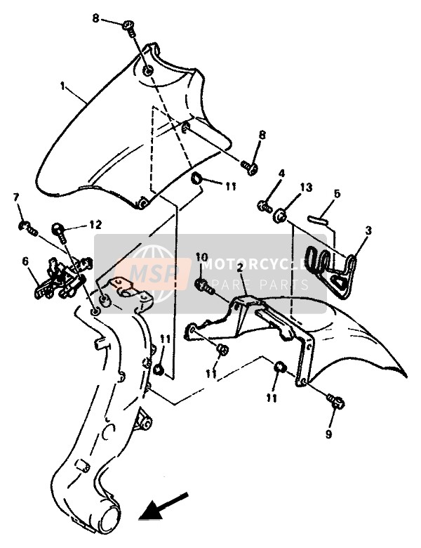Yamaha GTS1000A 1994 Garde-boue avant pour un 1994 Yamaha GTS1000A
