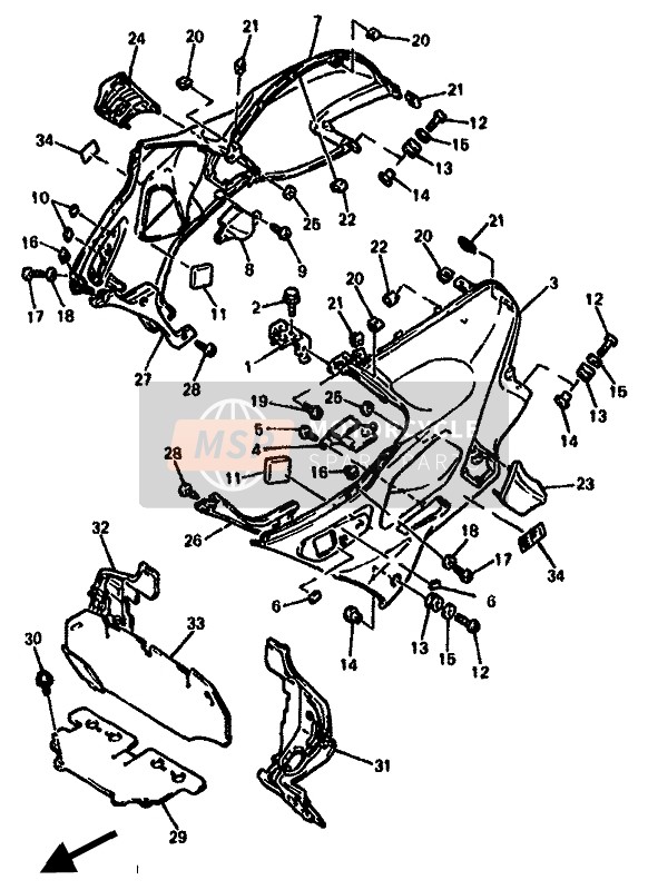 Yamaha GTS1000A 1994 Cowling 2 for a 1994 Yamaha GTS1000A