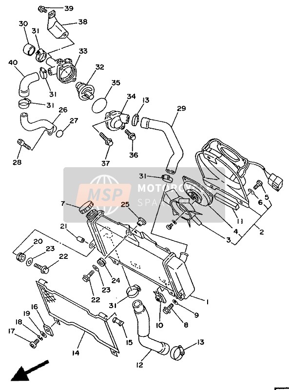 Yamaha TDM850 1994 Radiator & Hose for a 1994 Yamaha TDM850