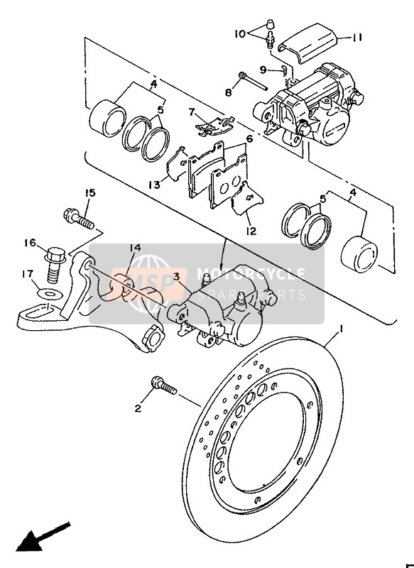 Yamaha TDM850 1994 Rear Brake Caliper for a 1994 Yamaha TDM850