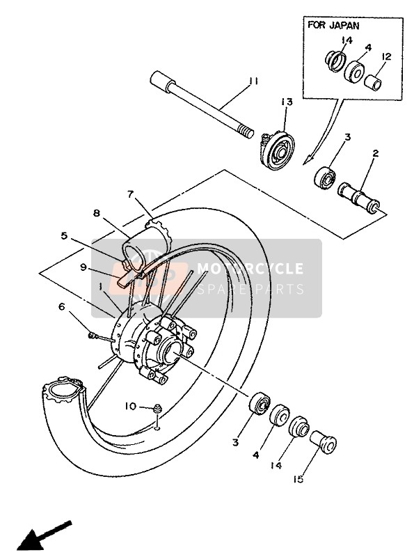 Yamaha TY250Z 1994 Ruota anteriore per un 1994 Yamaha TY250Z