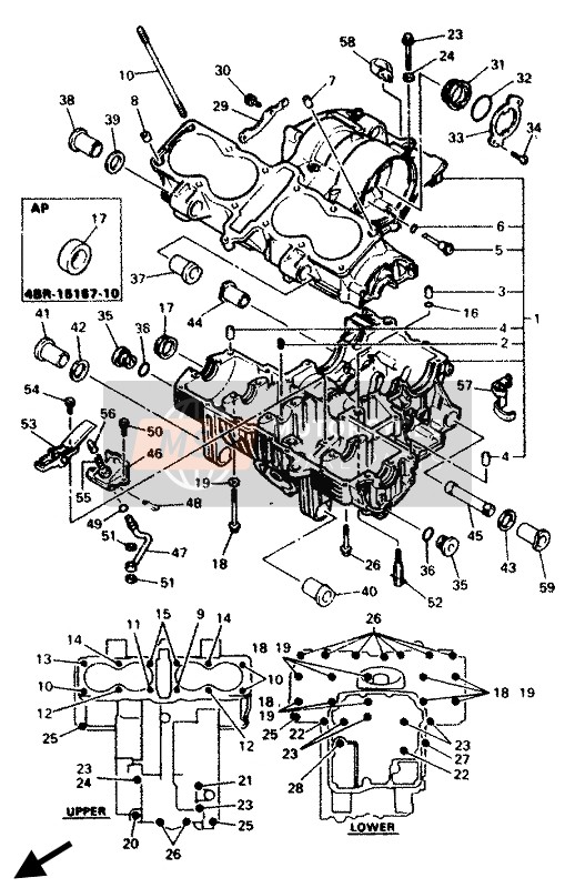 Yamaha XJ600N 1994 Crankcase for a 1994 Yamaha XJ600N