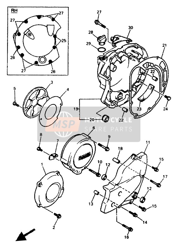 Yamaha XJ600N 1994 Couvercle de carter 1 pour un 1994 Yamaha XJ600N