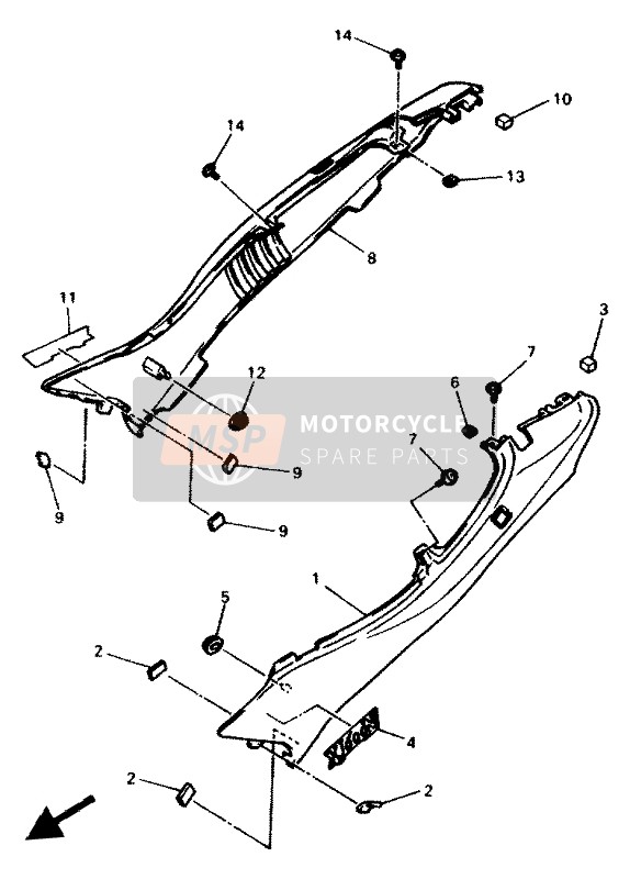 Yamaha XJ600N 1994 Cubierta lateral para un 1994 Yamaha XJ600N