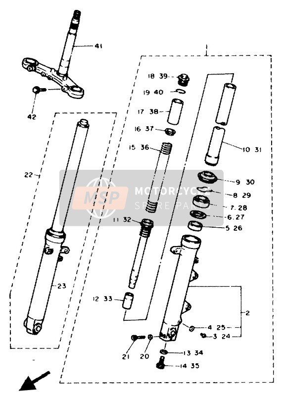 Yamaha XJ600N 1994 Forcella anteriore per un 1994 Yamaha XJ600N