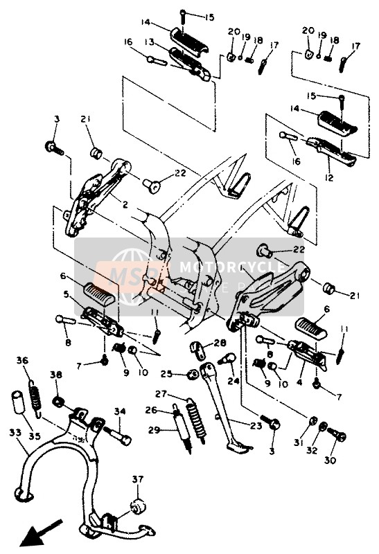 Yamaha XJ600N 1994 STÄNDER & FUSSRASTE für ein 1994 Yamaha XJ600N