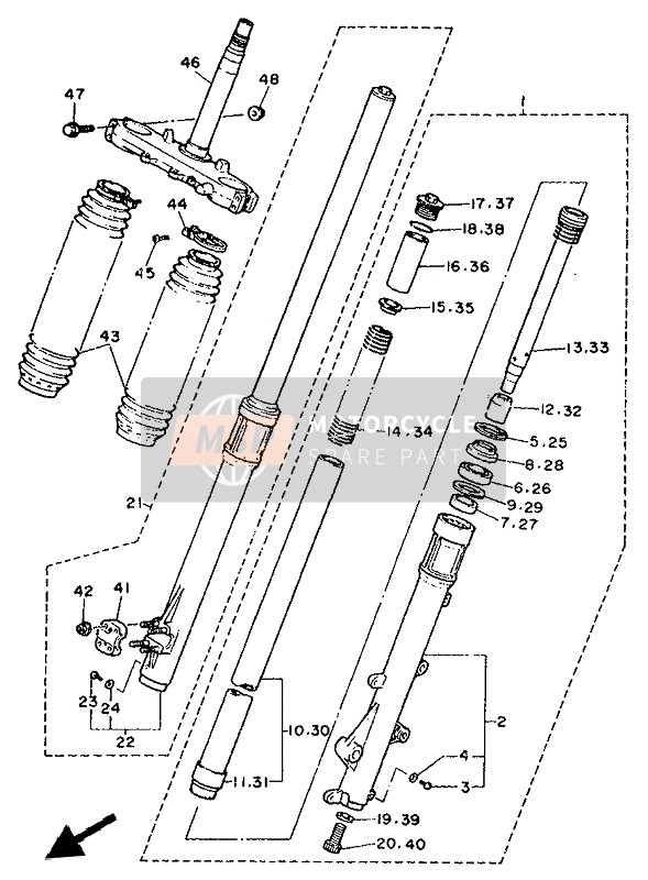 Yamaha XT600E 1994 Forcella anteriore per un 1994 Yamaha XT600E