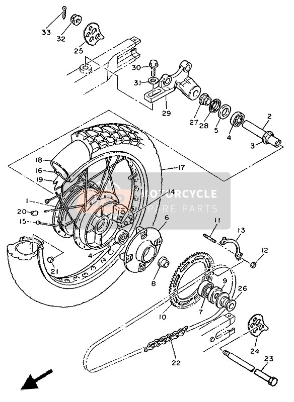 Yamaha XT600E 1994 Rear Wheel for a 1994 Yamaha XT600E