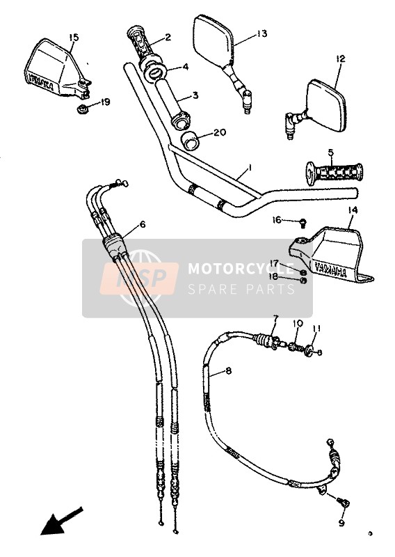 Yamaha XT600K 1994 Steering Handle & Cable for a 1994 Yamaha XT600K