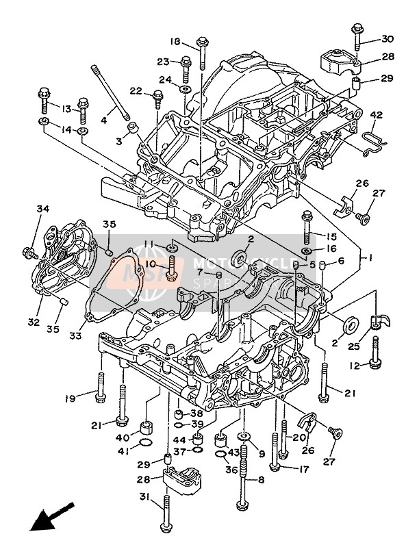 Yamaha XTZ750 SUPERTENERE 1994 Crankcase for a 1994 Yamaha XTZ750 SUPERTENERE