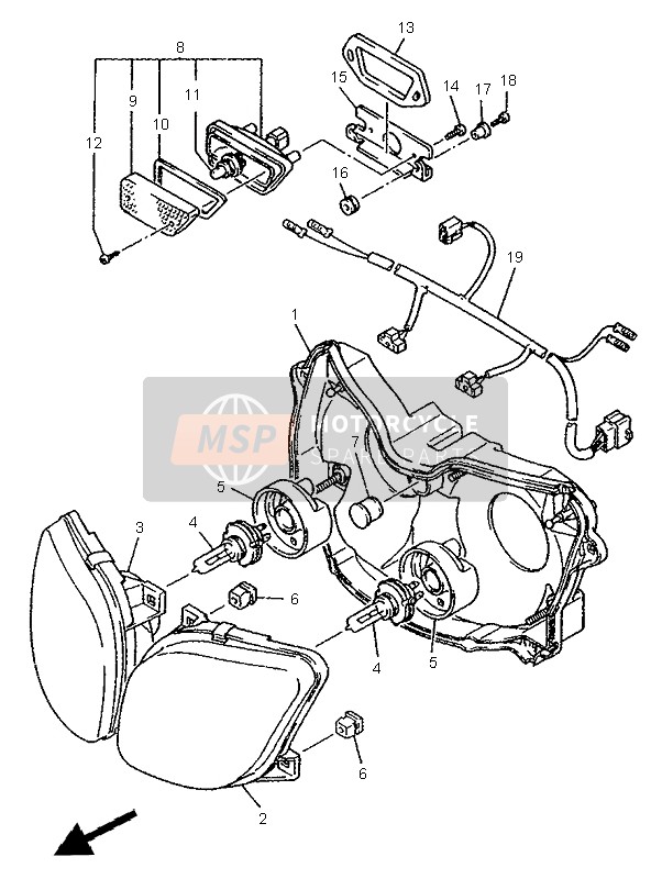 Yamaha FZR1000 1995 Phare alternatif (UK) pour un 1995 Yamaha FZR1000