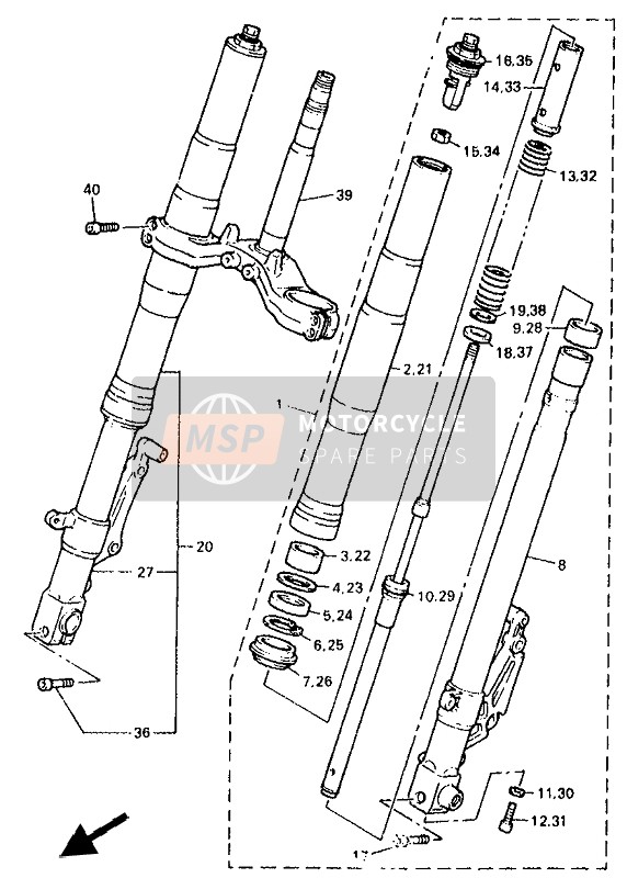 Yamaha YZF750R 1994 Front Fork for a 1994 Yamaha YZF750R