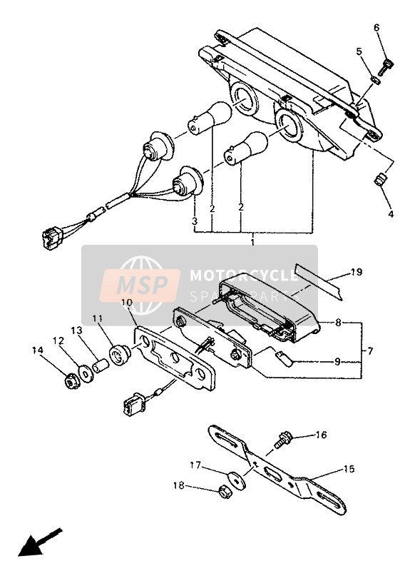 Yamaha YZF750SP 1994 Luz De La Cola para un 1994 Yamaha YZF750SP
