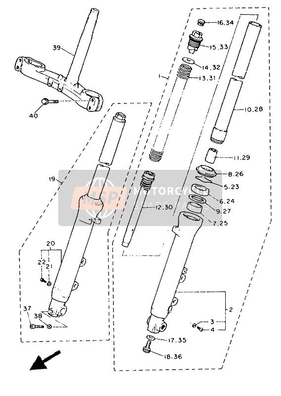 Yamaha FJ1200 1992 Front Fork for a 1992 Yamaha FJ1200