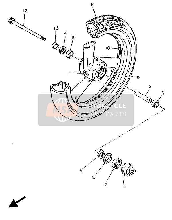 Yamaha FJ1200 1992 Front Wheel for a 1992 Yamaha FJ1200