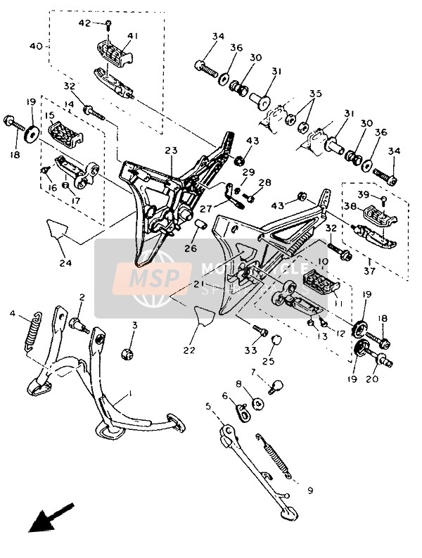 Yamaha FJ1200 1992 Estar & Reposapiés para un 1992 Yamaha FJ1200