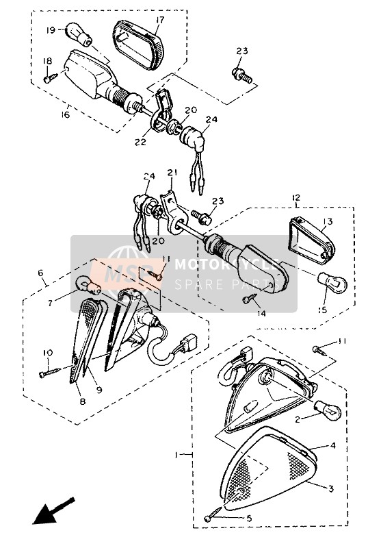 Yamaha FJ1200 1992 Knipperlicht voor een 1992 Yamaha FJ1200