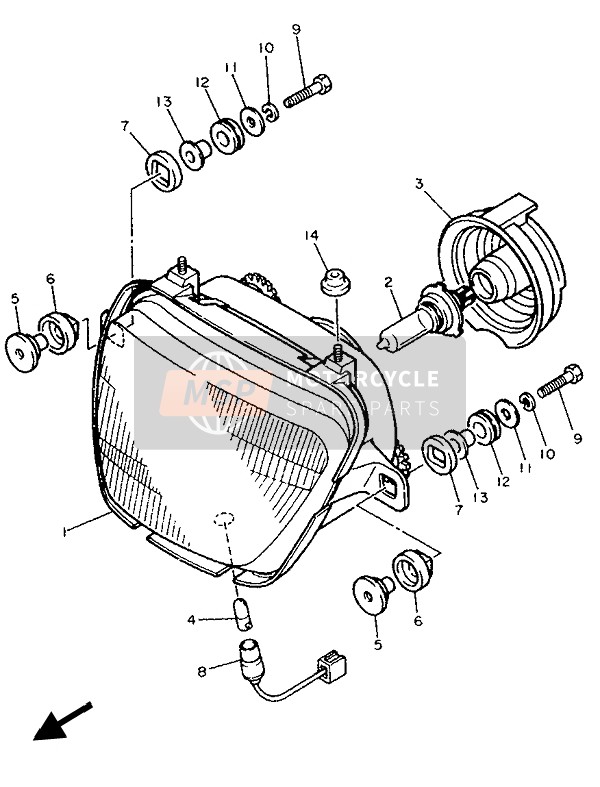 Yamaha FJ1200 1992 Headlight for a 1992 Yamaha FJ1200