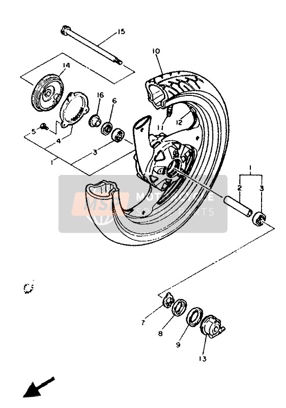 Yamaha FJ1200A 1992 Front Wheel for a 1992 Yamaha FJ1200A