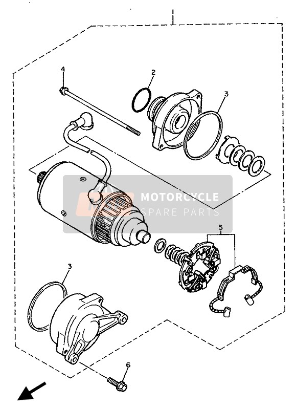 Yamaha FJ1200A 1992 Startend Motor 4 voor een 1992 Yamaha FJ1200A