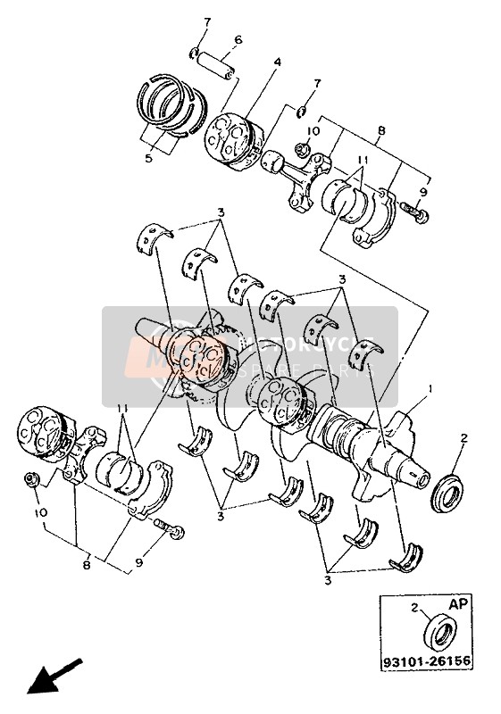 2TK116330000, Axe,  Piston, Yamaha, 0