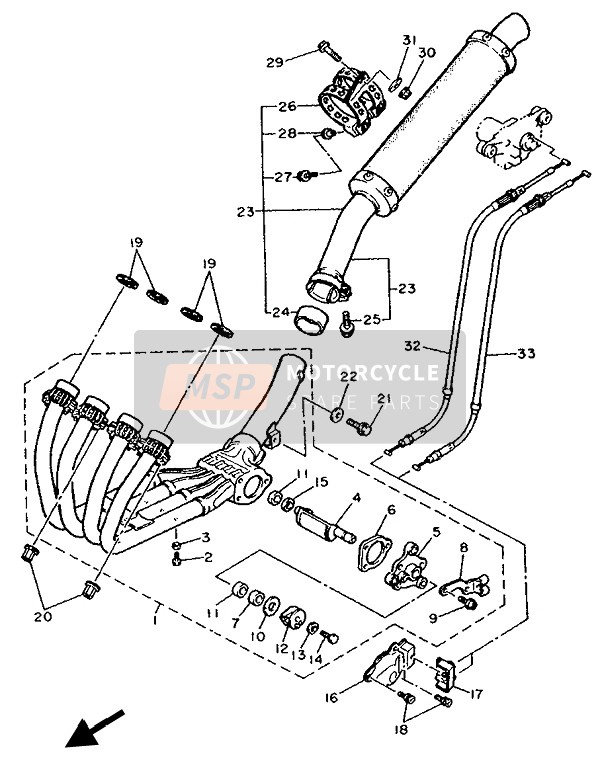 Yamaha FZR400RR 1992 Exhaust for a 1992 Yamaha FZR400RR