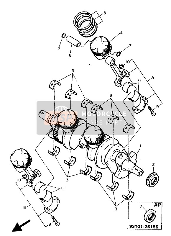 Yamaha FZR600 GENESIS 1992 Vilebrequin & Piston pour un 1992 Yamaha FZR600 GENESIS