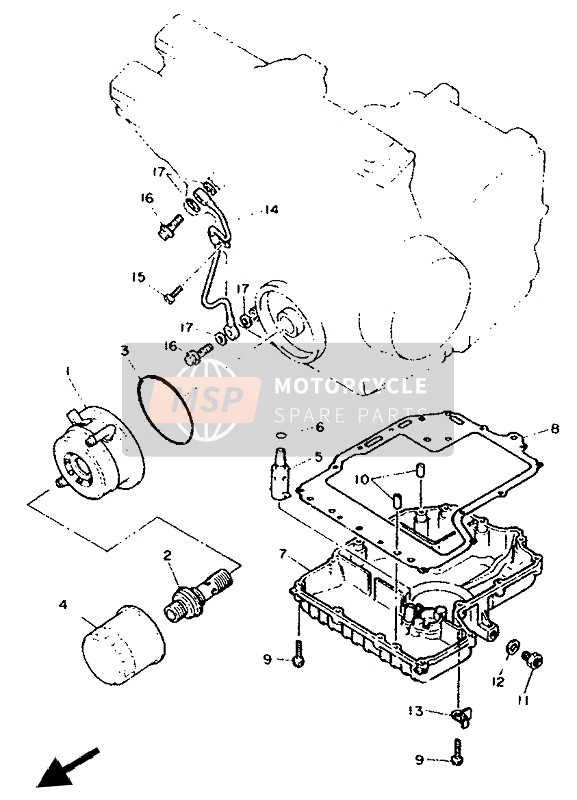 Yamaha FZR600 GENESIS 1992 Radiatore dell'olio per un 1992 Yamaha FZR600 GENESIS