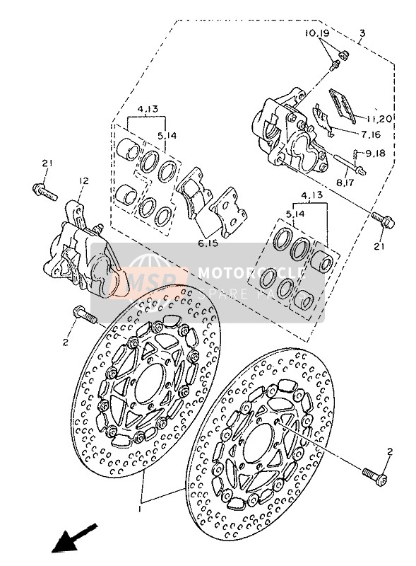 Yamaha FZR600 GENESIS 1992 Front Brake Caliper for a 1992 Yamaha FZR600 GENESIS