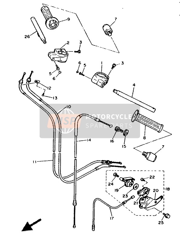 Yamaha FZR600 GENESIS 1992 Steering Handle & Cable for a 1992 Yamaha FZR600 GENESIS