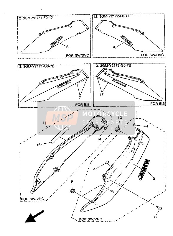 Yamaha FZR1000 1992 Cubierta lateral & Tanque de aceite para un 1992 Yamaha FZR1000