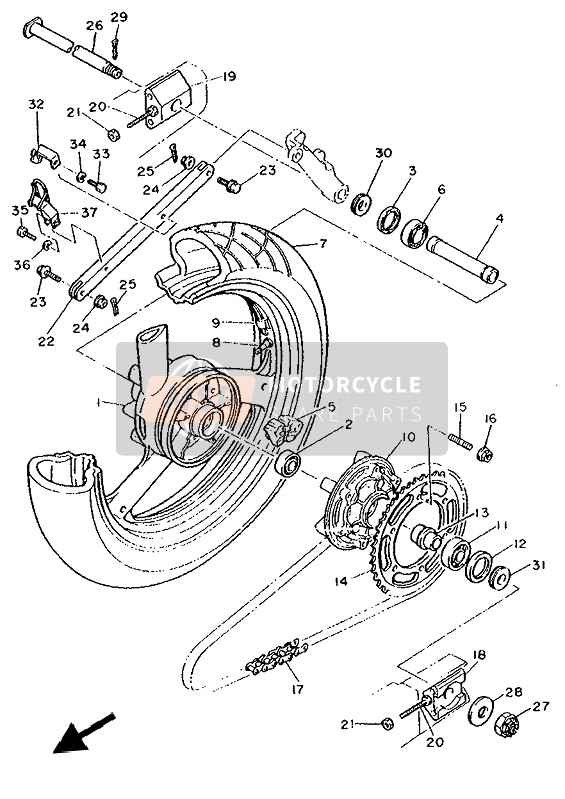 Yamaha FZR1000 1992 Rueda trasera para un 1992 Yamaha FZR1000