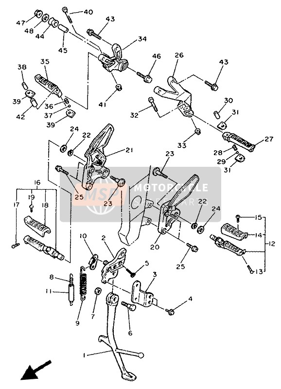 Yamaha FZR1000 1992 Estar & Reposapiés para un 1992 Yamaha FZR1000