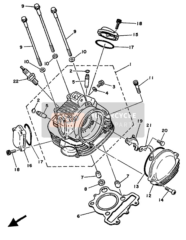 Yamaha SR125 1992 Cylinder Head for a 1992 Yamaha SR125